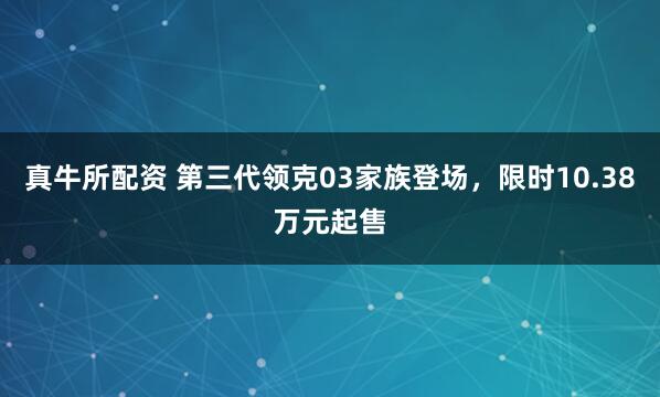 真牛所配资 第三代领克03家族登场，限时10.38万元起售