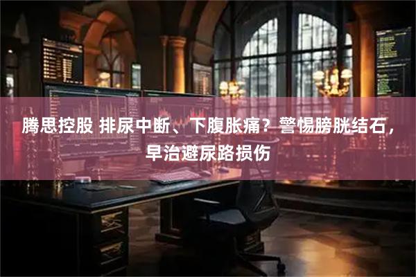 腾思控股 排尿中断、下腹胀痛？警惕膀胱结石，早治避尿路损伤
